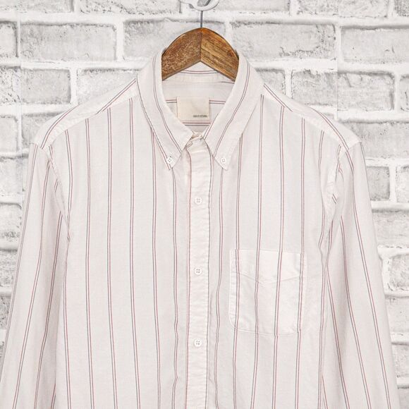 BAND OF OUTSIDERS Men's Button Down Shirt Oxford White Striped Size 3 - Picture 2 of 7
